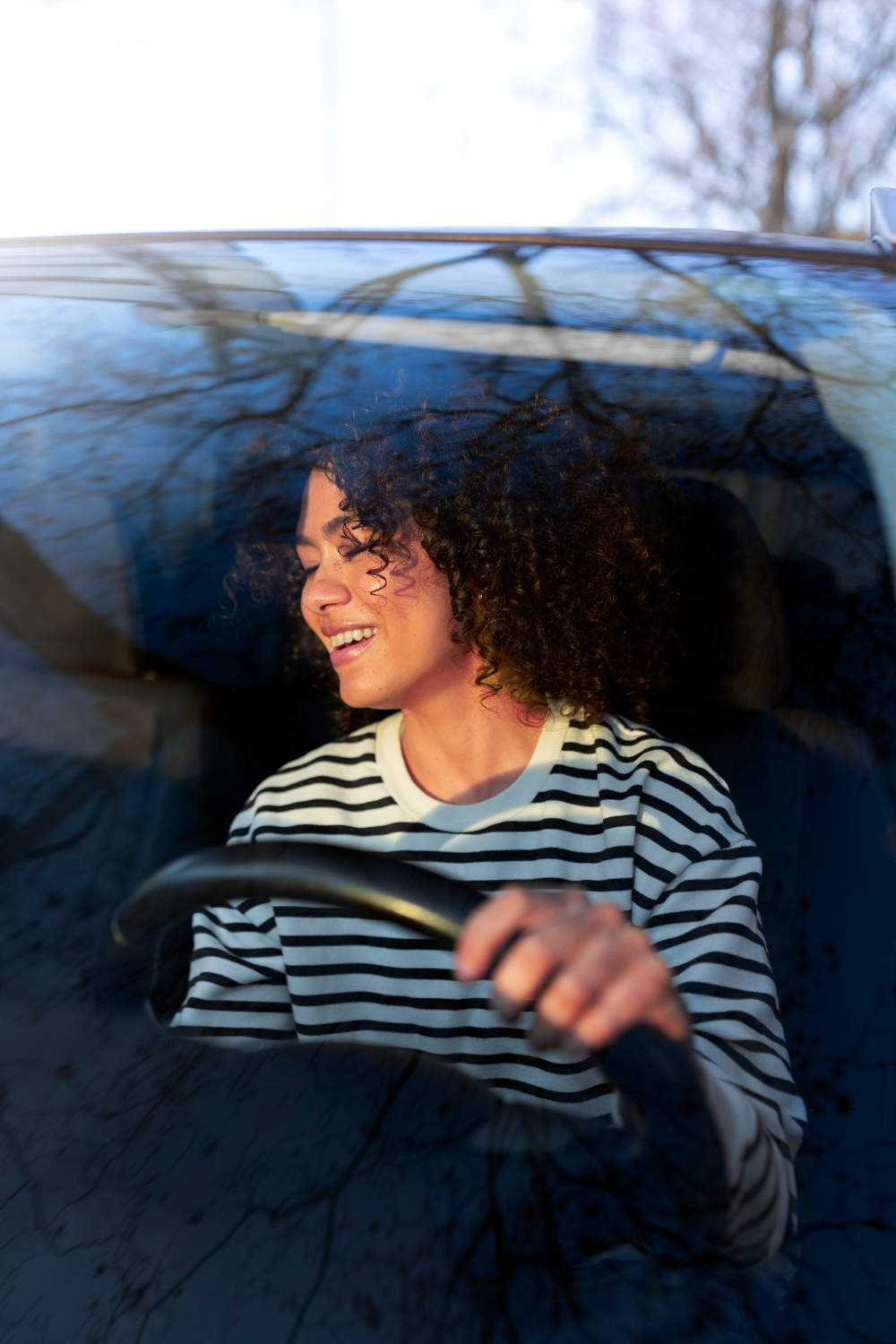 Person driving car